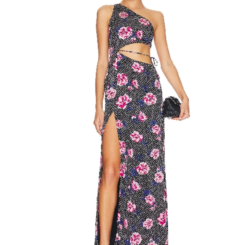 MAJORELLE coco dot navy Natalia Gown from Revolve / Medium